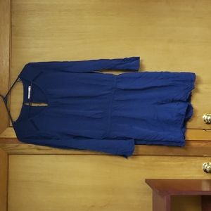 Justfab XXL Blue long-sleeved romper. Lightweight,button back with belled sleeve